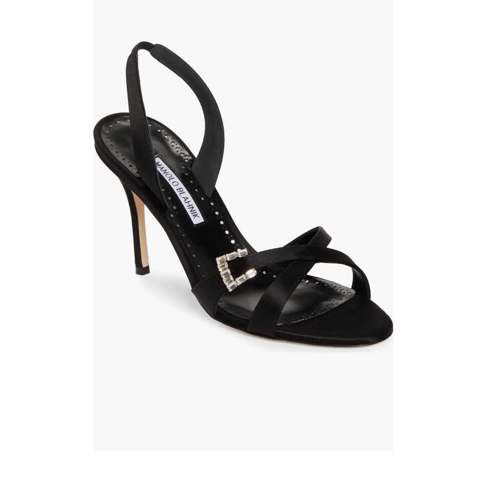 -SOLD- 
Black High Heels with Thin Stiletto Heel and Crisscross Straps